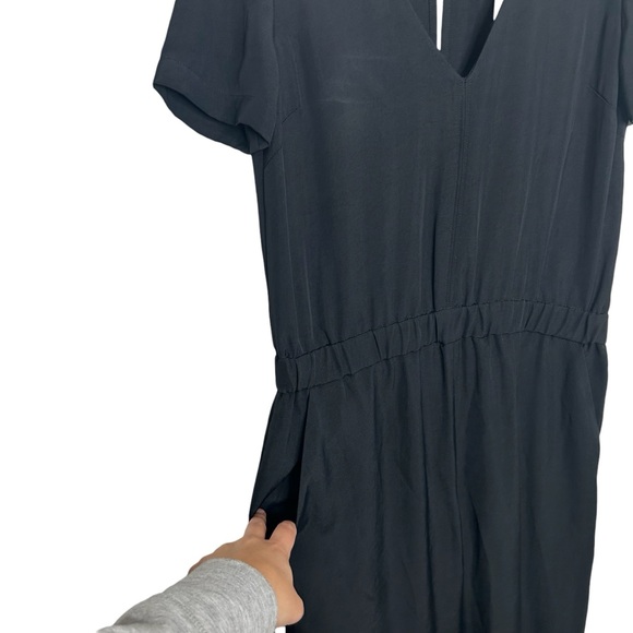 J.Crew Collection Black Short Sleeve blouson-style waist Keyhole Jumpsuit Size 2 - Picture 7 of 12
